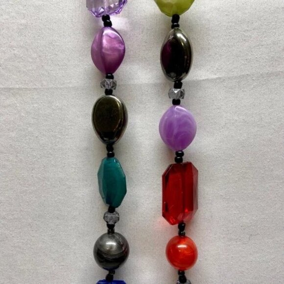 MKM Designs Fashion Necklace Faceted Plastic Beaded Multicolor 34" Boho NWT - Picture 11 of 15